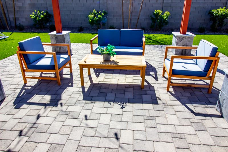Finished paver patio with outdoor furniture